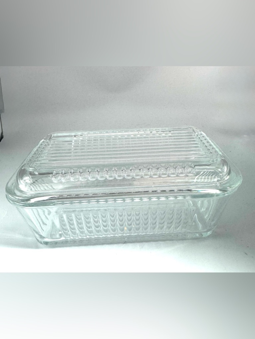 Vintage Ribbed Refrigerator Or Butter Dish